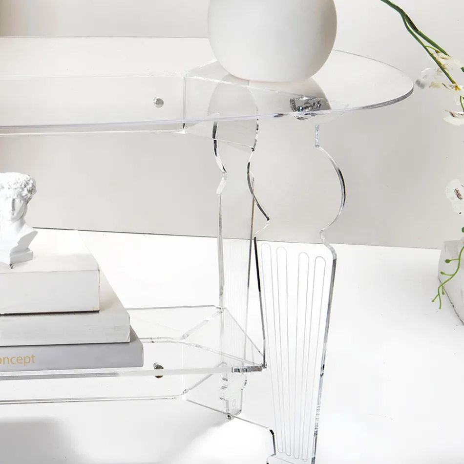 Ilaria - Table basse ovale en plexiglas transparent, fabriquée en Italie Viadurini