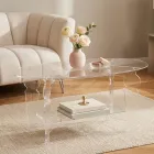 Ilaria - Table basse ovale en plexiglas transparent, fabriquée en Italie Viadurini