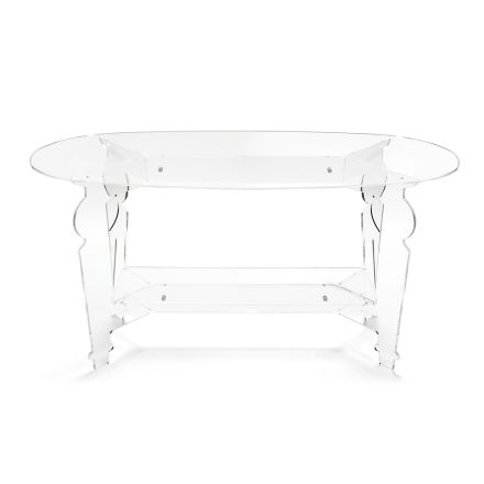 Ilaria - Table basse ovale en plexiglas transparent, fabriquée en Italie Viadurini