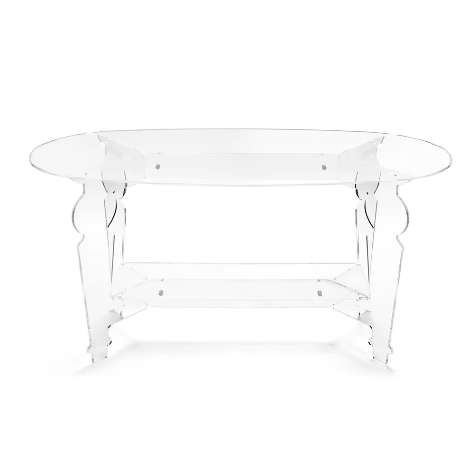 Ilaria - Table basse ovale en plexiglas transparent, fabriquée en Italie Viadurini