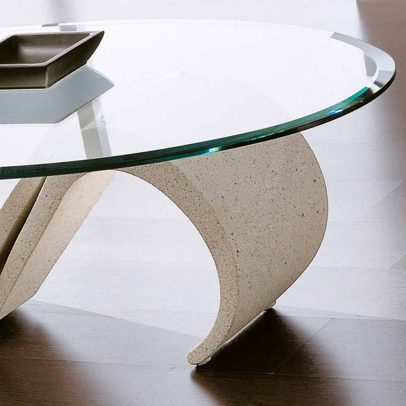 Table basse avec base en marbre Made in Italy, luxe