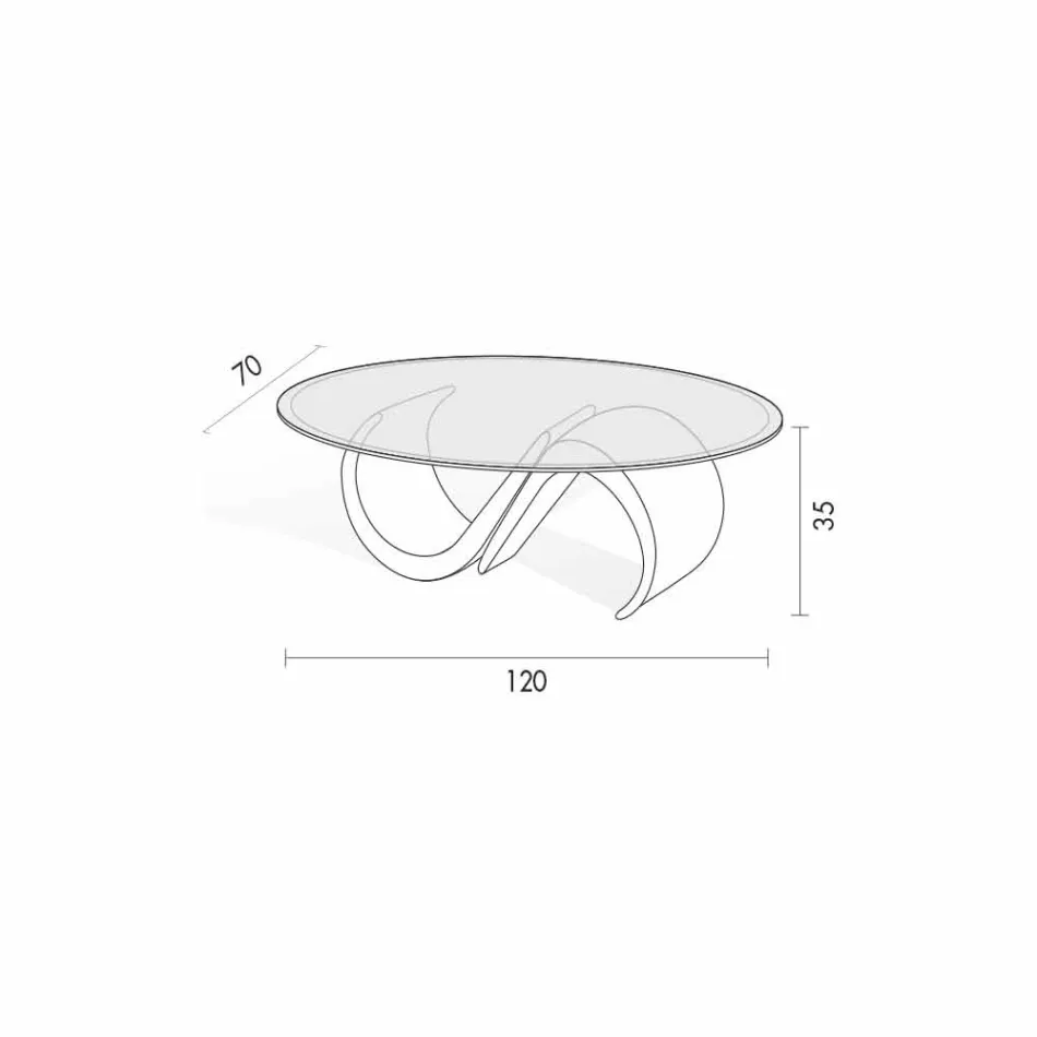 Table basse ovale en verre biseauté et marbre synthétique Made in Italy - Barbera Viadurini