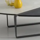 Table basse de salon ovale en métal et plateau en céramique bicolore - Comacchio Viadurini