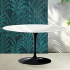Table basse ovale Saarinen Tulip, hauteur 41 cm, en céramique Florim blanc brillant - Écarlate Viadurini