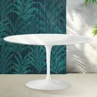 Table basse ovale Saarinen Tulip, hauteur 41 cm, en céramique Florim blanc brillant - Écarlate Viadurini