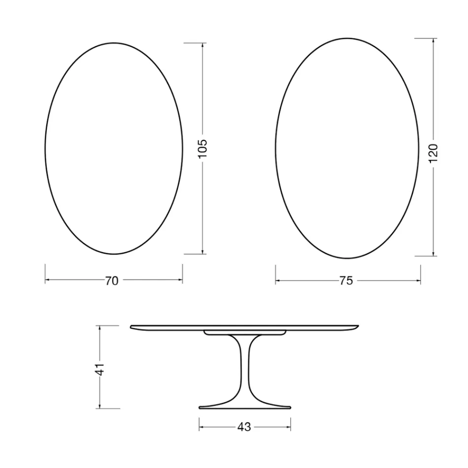 Table basse ovale Tulip de Saarinen, hauteur 41 cm, en céramique brillante Calacatta Gold Florim - Écarlate Viadurini