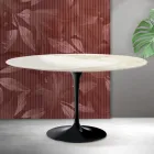 Table basse ovale Tulip de Saarinen, hauteur 41 cm, en céramique mate Florim Calacatta Gold - Écarlate Viadurini