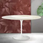 Table basse ovale Tulip de Saarinen, hauteur 41 cm, en céramique mate Florim Calacatta Gold - Écarlate Viadurini