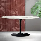 Table basse ovale Tulip de Saarinen, hauteur 41 cm, en céramique mate Florim Statuario - Écarlate Viadurini
