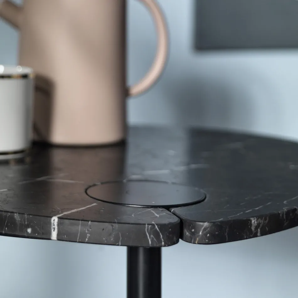 Table basse de salon en métal et marbre Marquinia, design de luxe - Yassine Viadurini