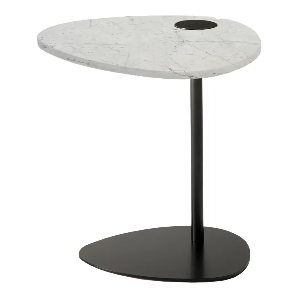Table basse de salon en métal et marbre Marquinia, design de luxe - Yassine Viadurini