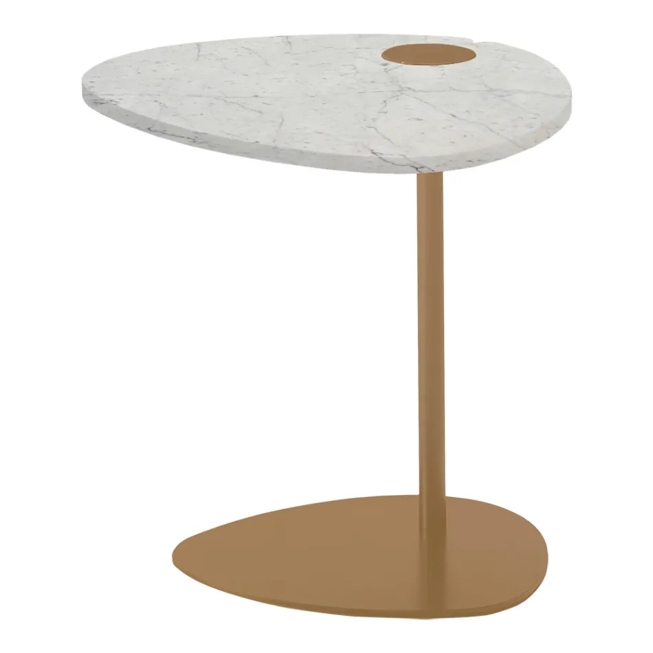 Table basse de salon en métal et marbre Marquinia, design de luxe - Yassine Viadurini