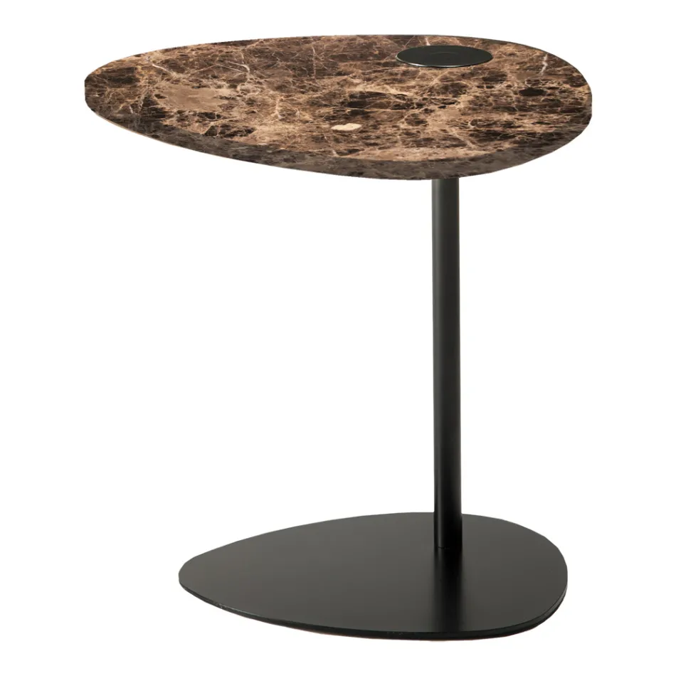 Table basse de salon en métal et marbre Marquinia, design de luxe - Yassine Viadurini