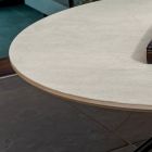 Table Basse Ronde de Salon Base Métal et Céramique Oapca - Shanghai Viadurini