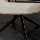 Table Basse Ronde de Salon Base Métal et Céramique Oapca - Shanghai Viadurini