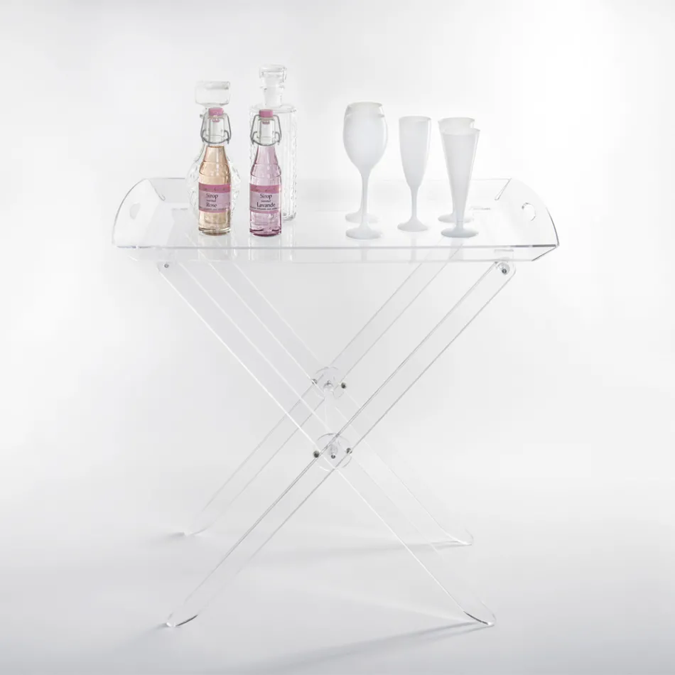 Table pliante avec plateau en plexiglas transparent 2 tailles - Robbie Viadurini