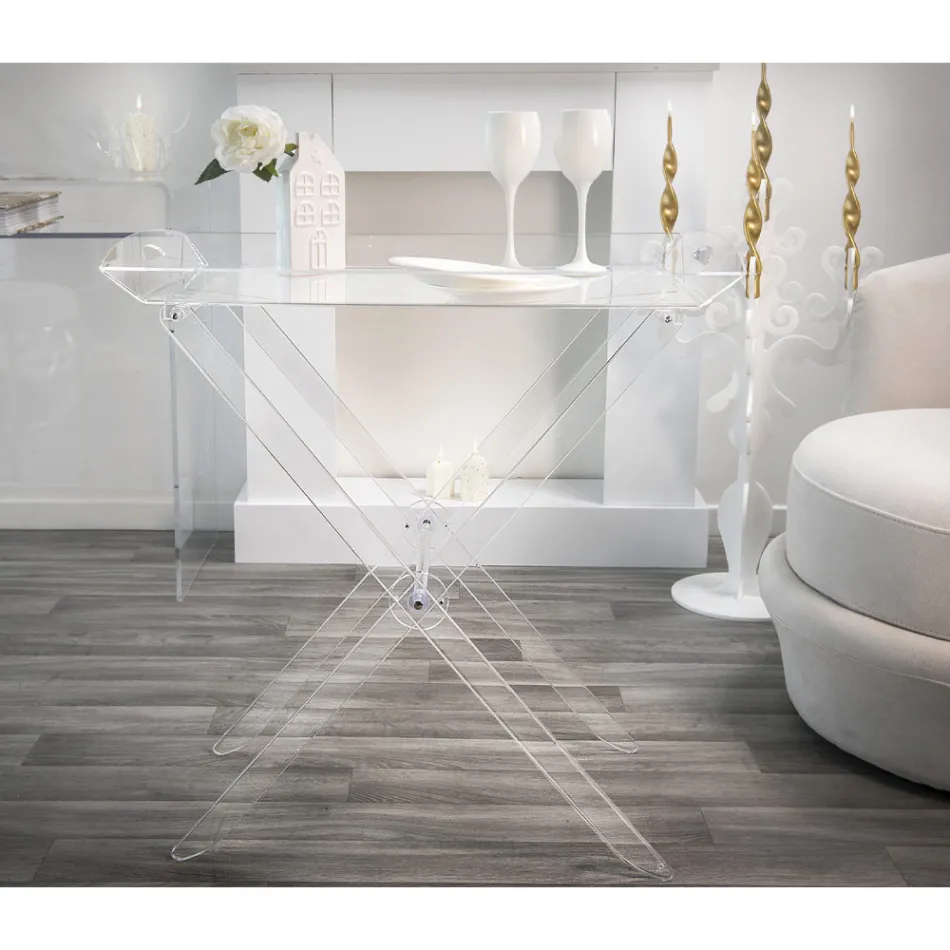 Table pliante avec plateau en plexiglas transparent 2 tailles - Robbie Viadurini