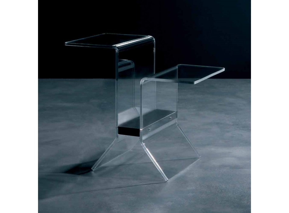 Table / porte-revues en méthacrylate transparent et laqué MDF Noan Viadurini