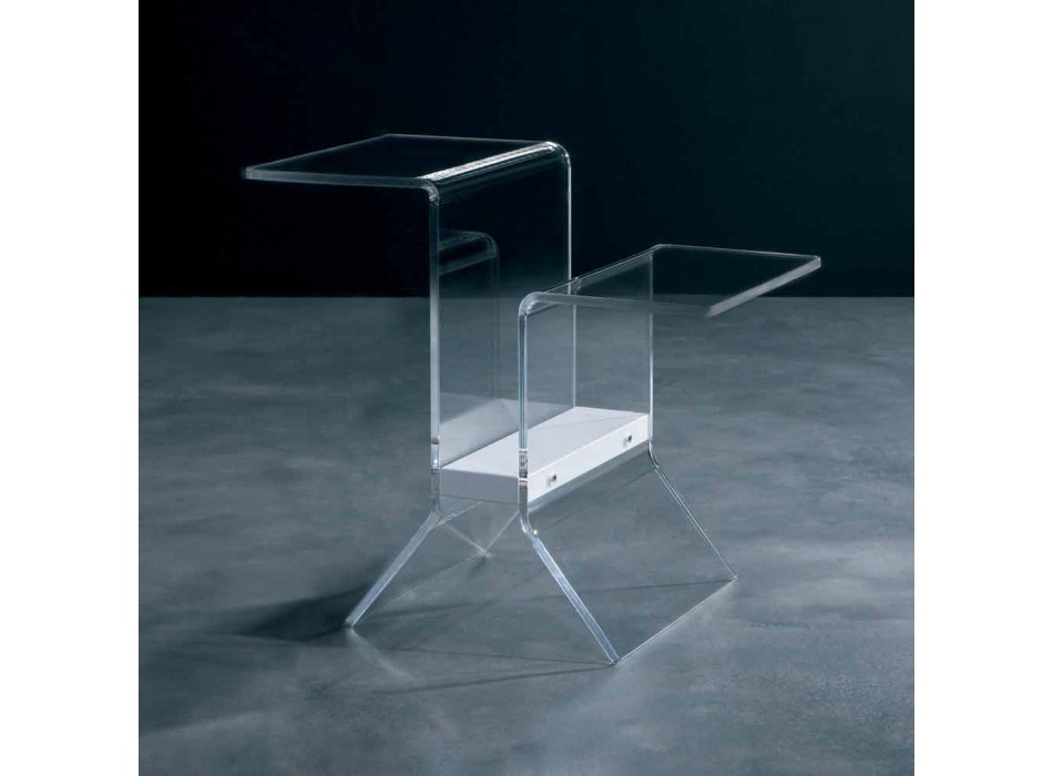 Table / porte-revues en méthacrylate transparent et laqué MDF Noan Viadurini