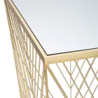 Table téléphone en fer doré et plateau en verre miroir - Olivia Viadurini