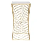 Table téléphone en fer doré et plateau en verre miroir - Olivia Viadurini