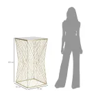 Table téléphone en fer doré et plateau en verre miroir - Olivia Viadurini