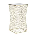 Table téléphone en fer doré et plateau en verre miroir - Olivia Viadurini