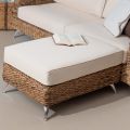 Table basse-Pouf d'extérieur en tissage banane avec coussin - Legolas