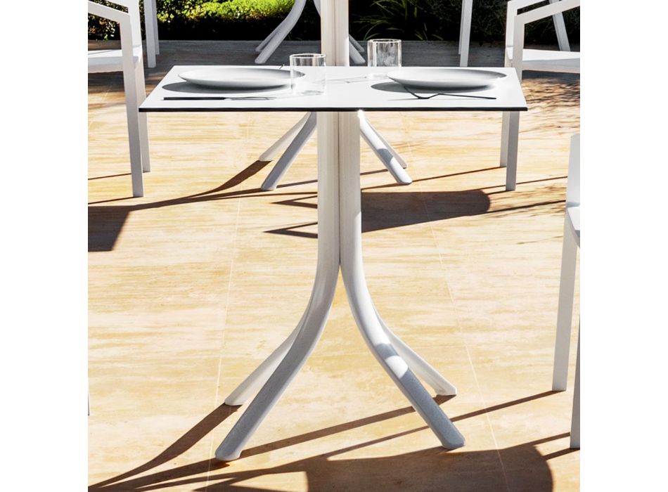 Table de bar d'extérieur carrée 4 pieds en aluminium en 2 couleurs - Filomena Viadurini