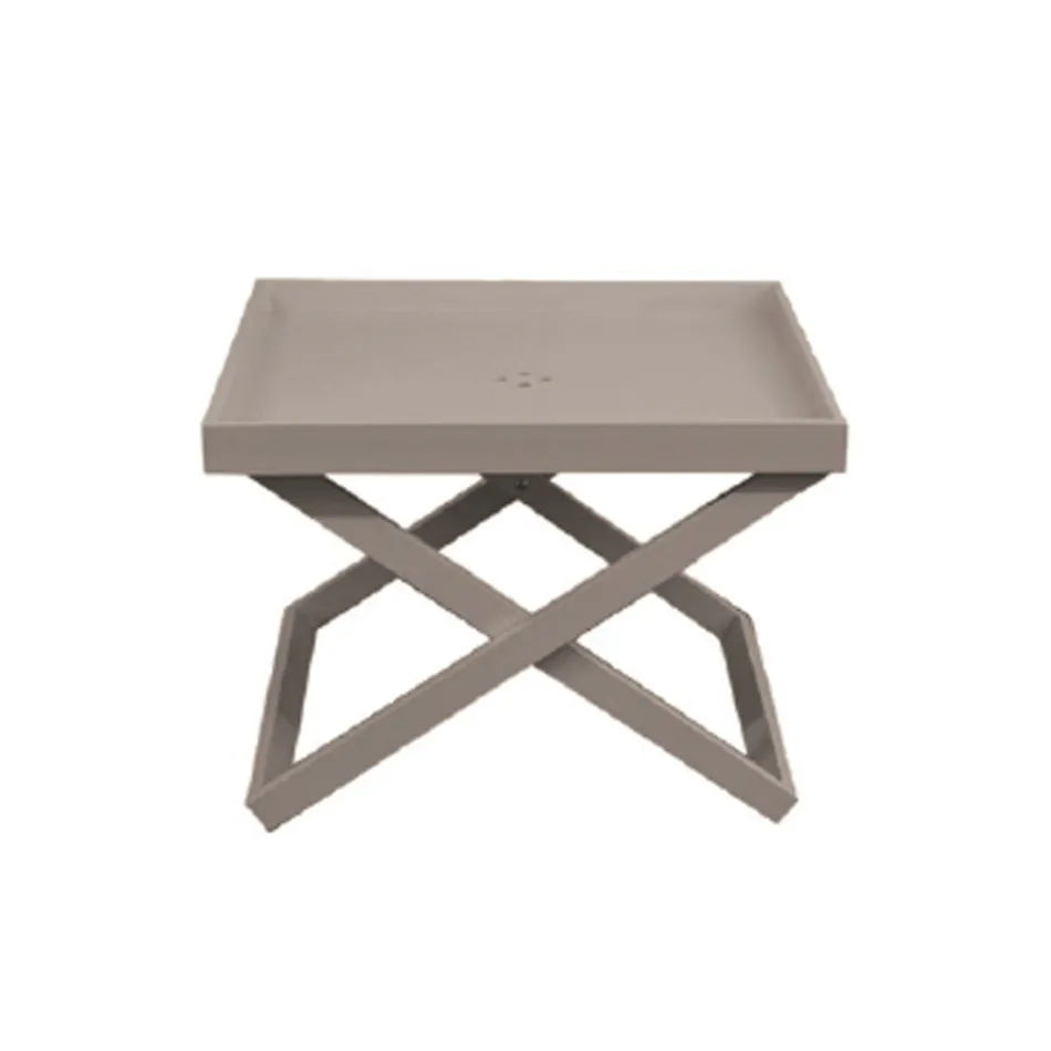 Table basse d'extérieur carrée en aluminium avec plateau amovible - Vander Viadurini