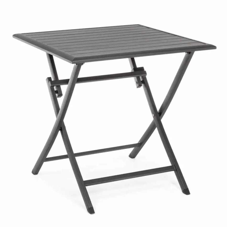 Table basse extérieure pliante carrée en aluminium peint - Hunt Viadurini