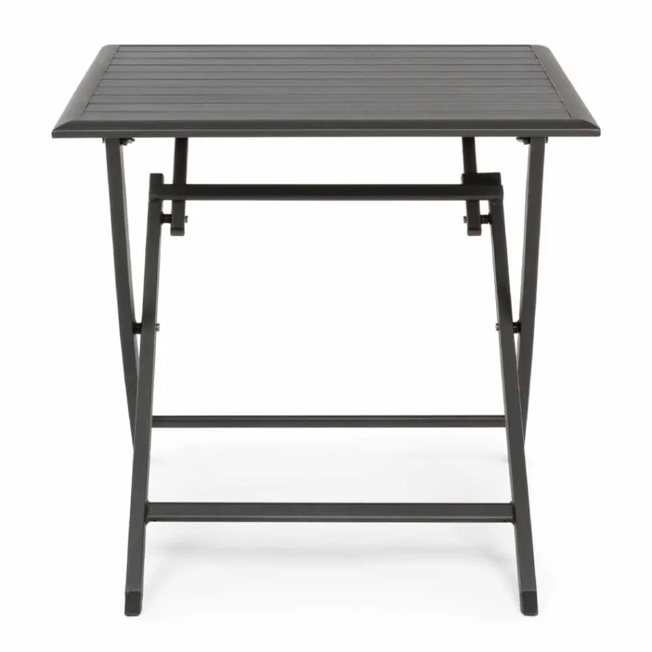 Table basse extérieure pliante carrée en aluminium peint - Hunt Viadurini