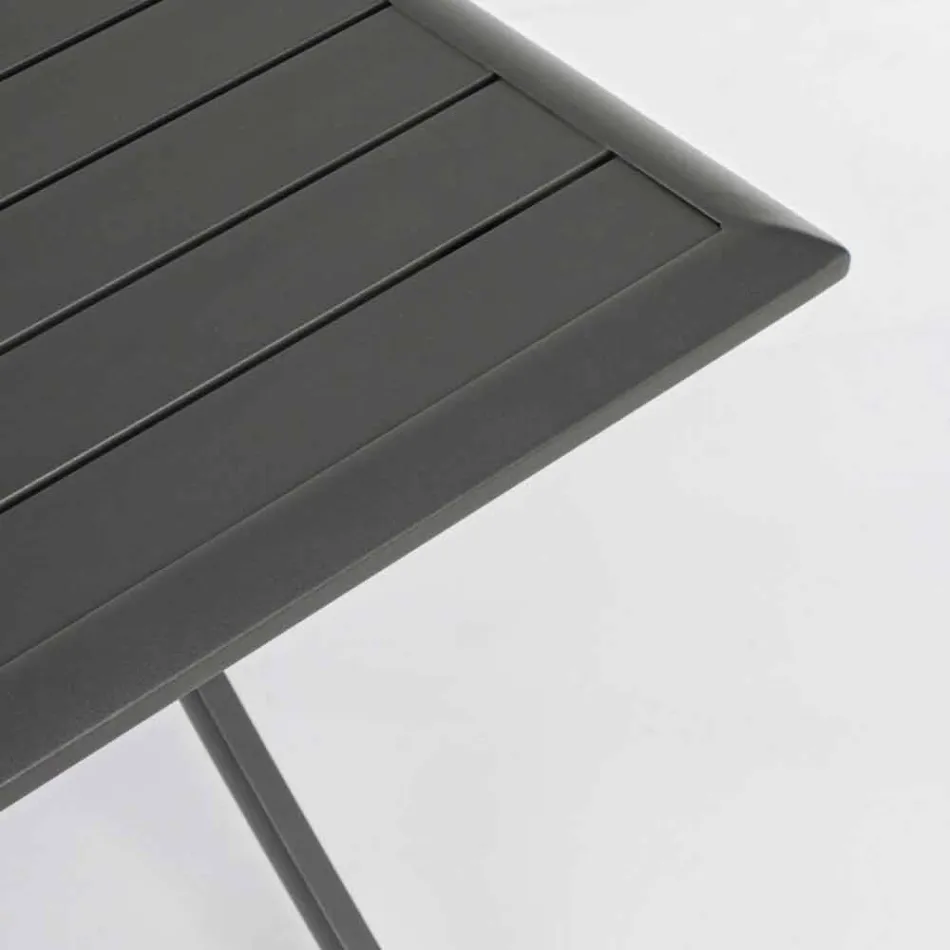 Table basse extérieure pliante carrée en aluminium peint - Hunt Viadurini