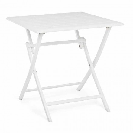 Table basse extérieure pliante carrée en aluminium peint - Hunt Viadurini