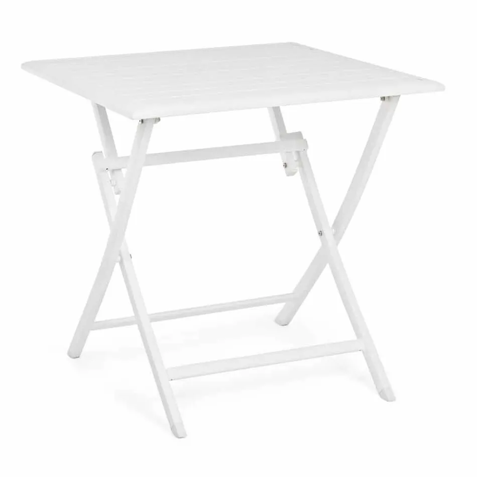 Table basse extérieure pliante carrée en aluminium peint - Hunt Viadurini