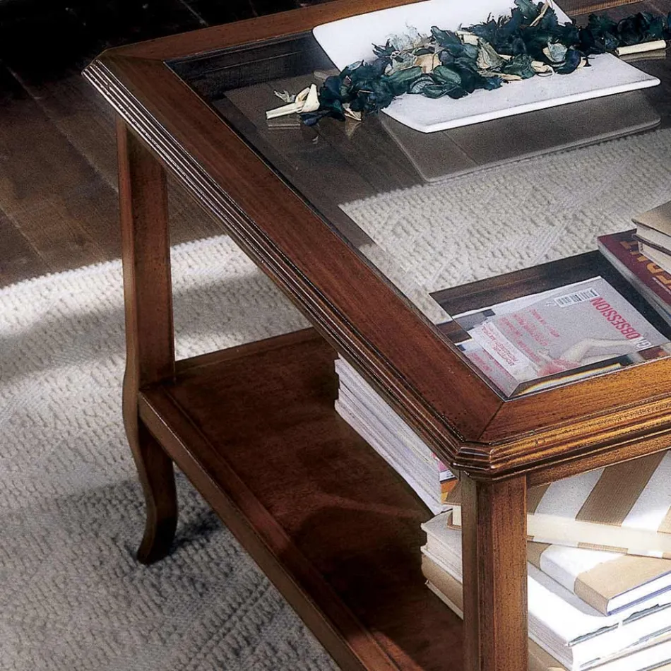 Table basse de salon carrée avec plateau en verre fabriquée en Italie - Tepeyoti Viadurini