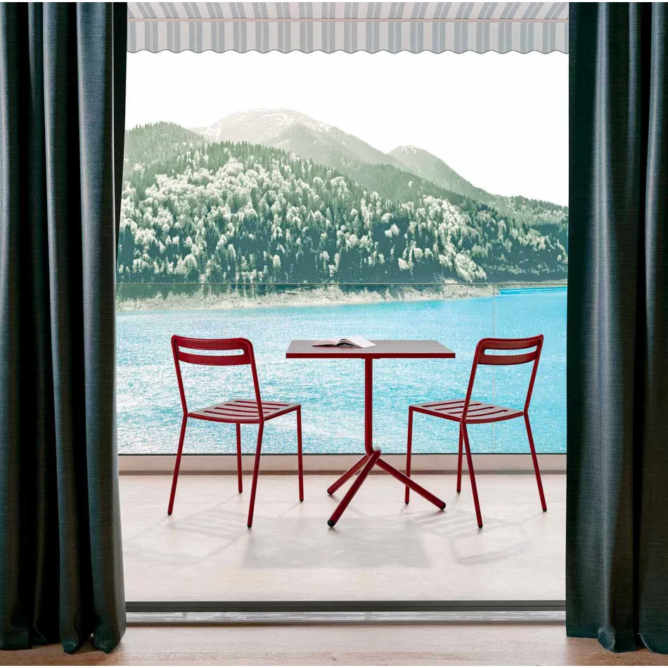 Table d'extérieur carrée en métal et tôle Made in Italy - Barnabas Viadurini