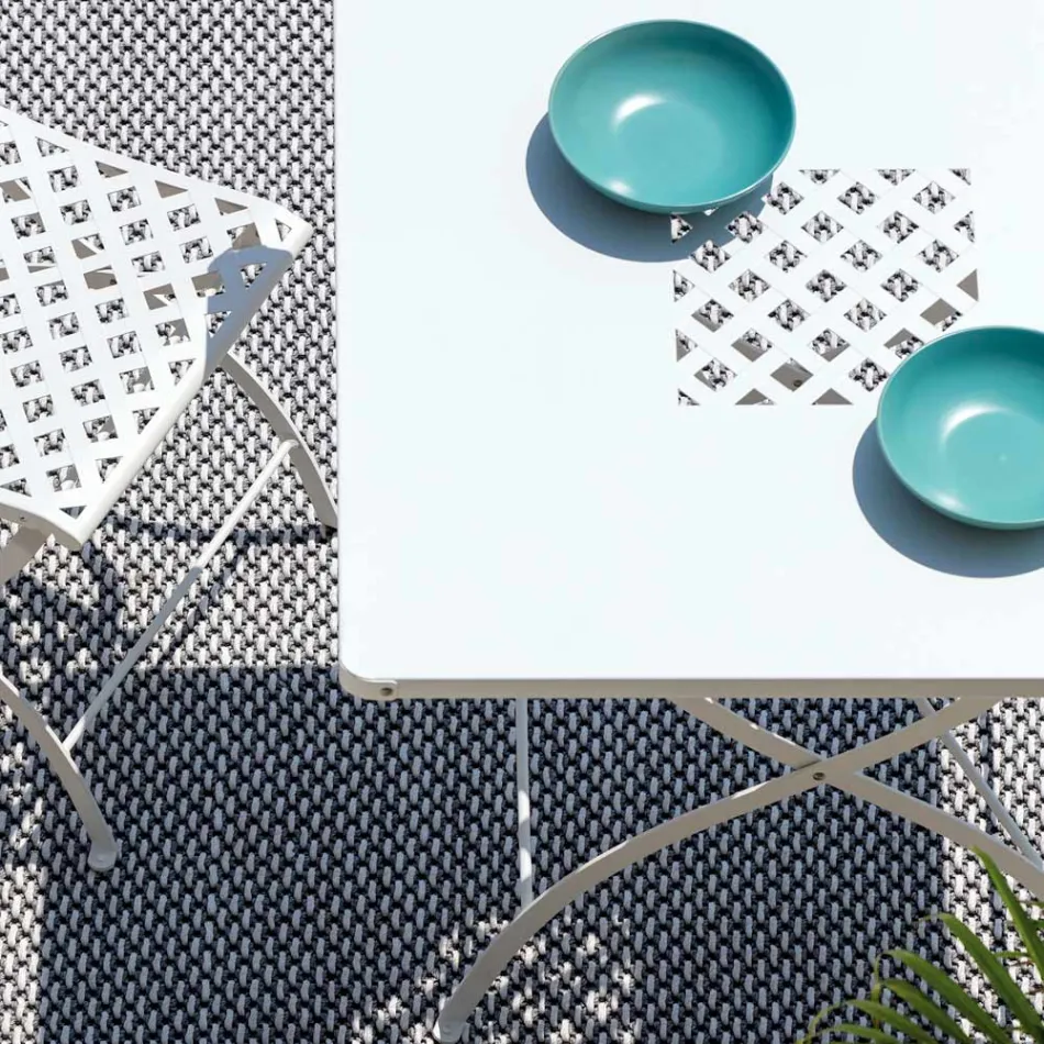Table d'extérieur pliante carrée en acier galvanisé Made in Italy - Selvaggia Viadurini