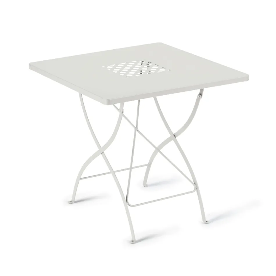 Table d'extérieur pliante carrée en acier galvanisé Made in Italy - Selvaggia Viadurini