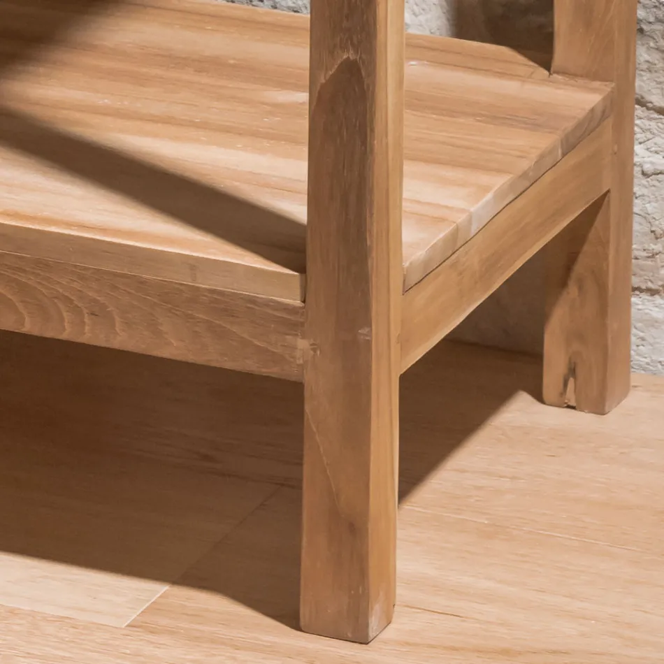 Table basse en teck massif avec 1 tiroir - Acrylique Viadurini