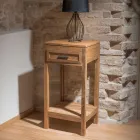 Table basse en teck massif avec 1 tiroir - Acrylique Viadurini
