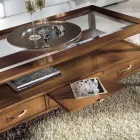 Table basse rectangulaire avec 4 tiroirs et 2 poignées en bois Made in Italy - Ade Viadurini