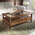 Table basse rectangulaire avec 4 tiroirs et 2 poignées en bois Made in Italy - Ade