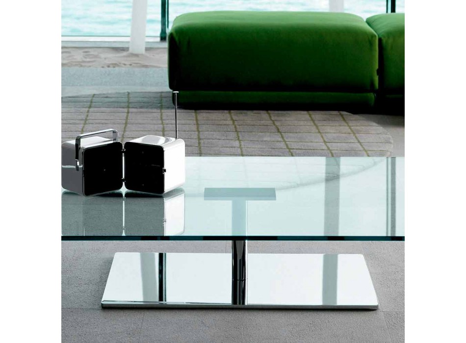 Table basse rectangulaire de salon en verre extra-clair ou fumé - Giovannino Viadurini