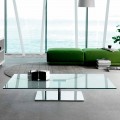 Table basse rectangulaire de salon en verre extra-clair ou fumé - Giovannino