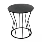 Table basse ronde avec base en acier et plateau en grès Made in Italy - Alisea Viadurini
