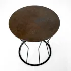 Table basse ronde avec base en acier et plateau en grès Made in Italy - Alisea Viadurini