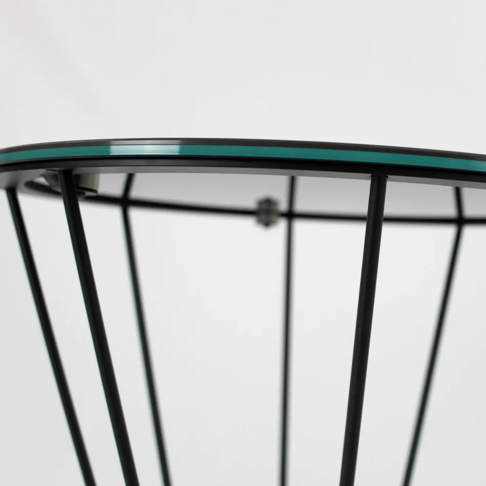 Table basse ronde avec base en acier et plateau en grès Made in Italy - Alisea Viadurini