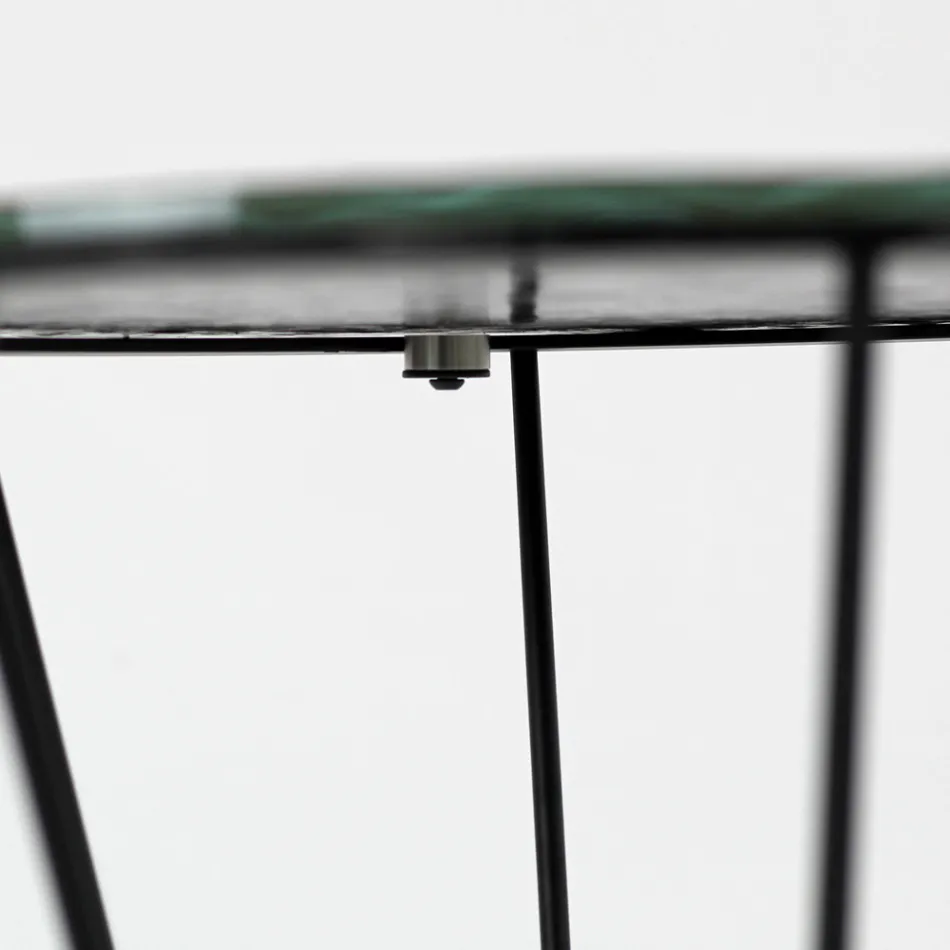 Table basse ronde avec base en acier et plateau en verre Made in Italy - Alisea Viadurini