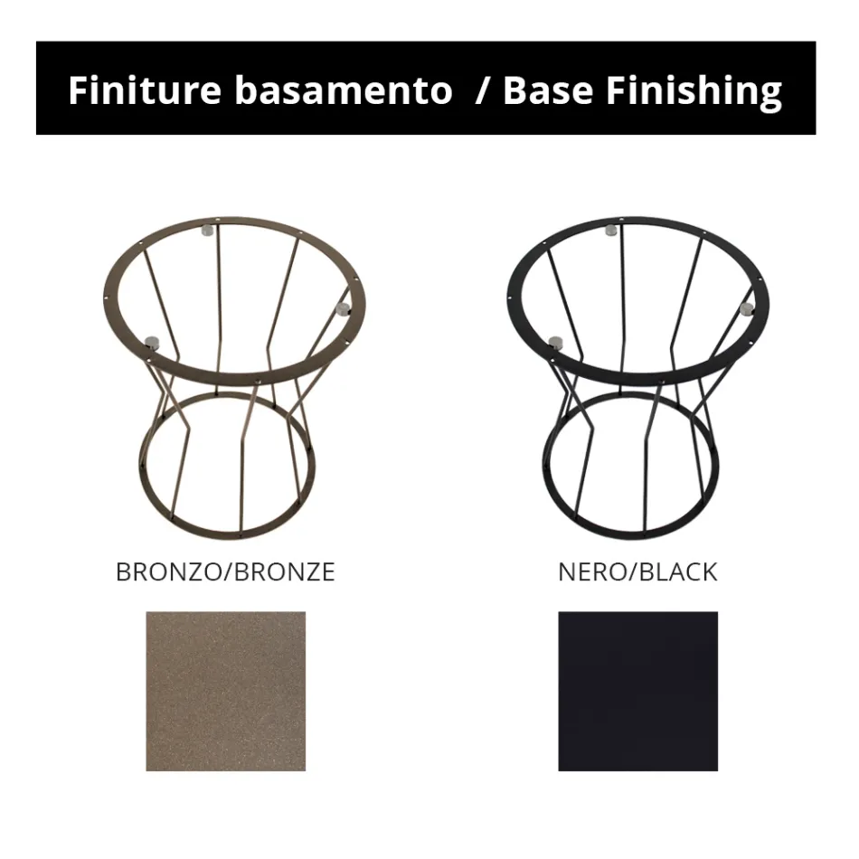 Table basse ronde avec base en acier et plateau en verre Made in Italy - Alisea Viadurini